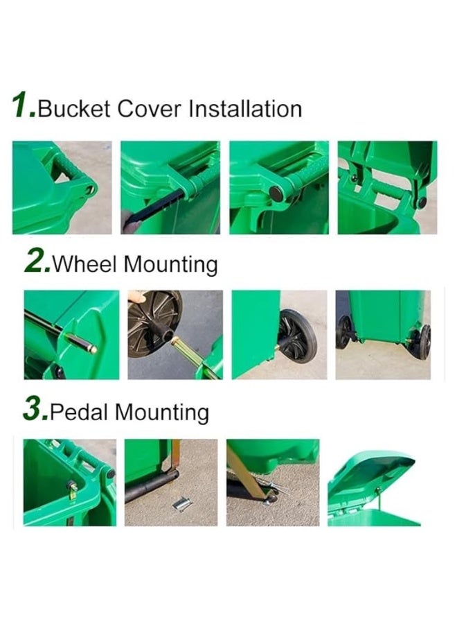 Swish Super Heavy Duty Plastic Garbage Large Bin, Green, 240 Litre with Wheel and Center Pedal -Kitchen and Outdoor Recycle Trash Can, Large Industrial Waste Bin - Image 2
